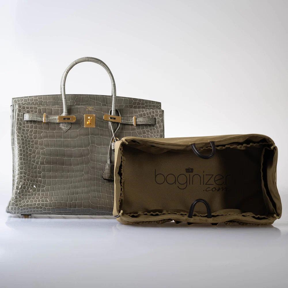 BIRKIN 40 GRIS TOURTERELLE SHINY POROSUS CROCODILE GOLD HARDWARE