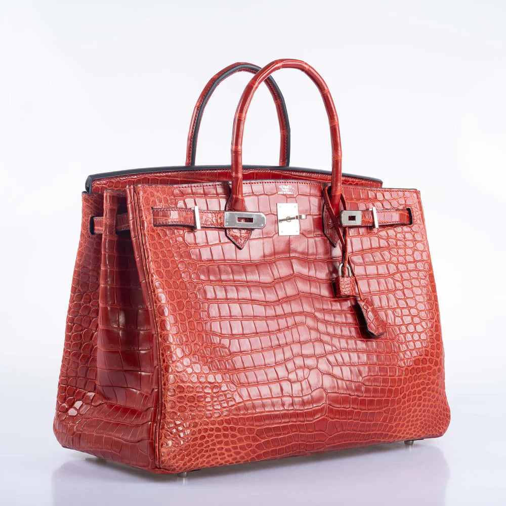 BIRKIN 40 ROUGE H MATTE POROSUS CROCODILE WITH PALLADIUM HARDWARE