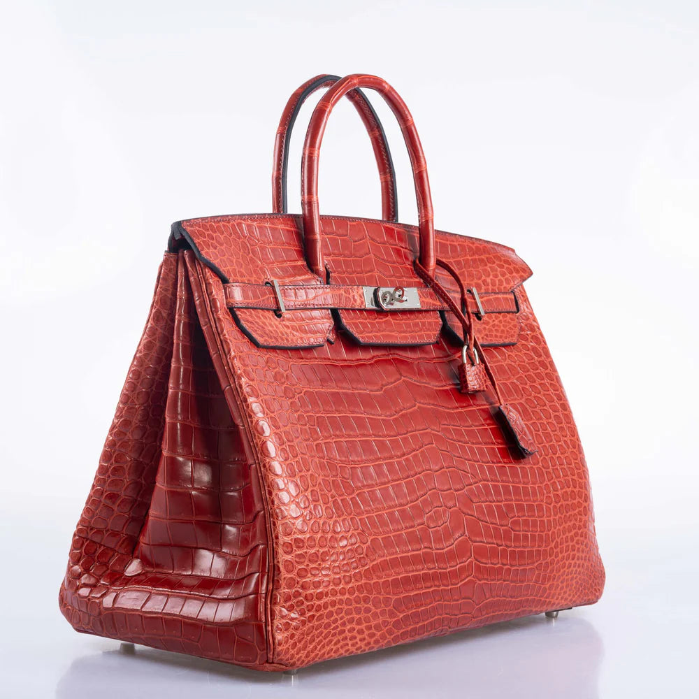 BIRKIN 40 ROUGE H MATTE POROSUS CROCODILE WITH PALLADIUM HARDWARE