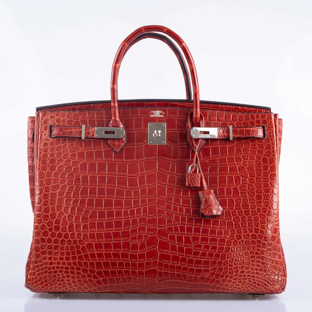 BIRKIN 40 ROUGE H MATTE POROSUS CROCODILE WITH PALLADIUM HARDWARE