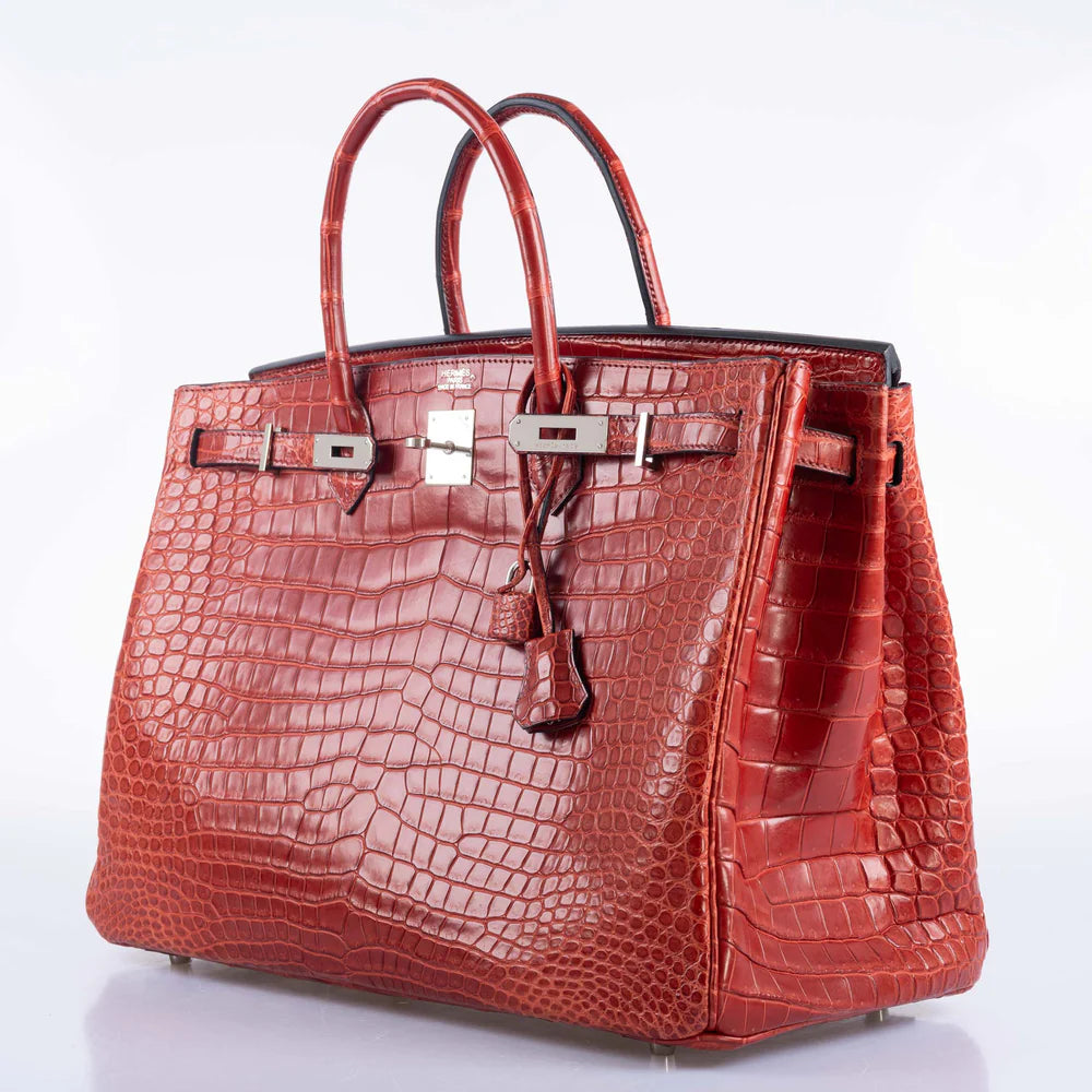 BIRKIN 40 ROUGE H MATTE POROSUS CROCODILE WITH PALLADIUM HARDWARE