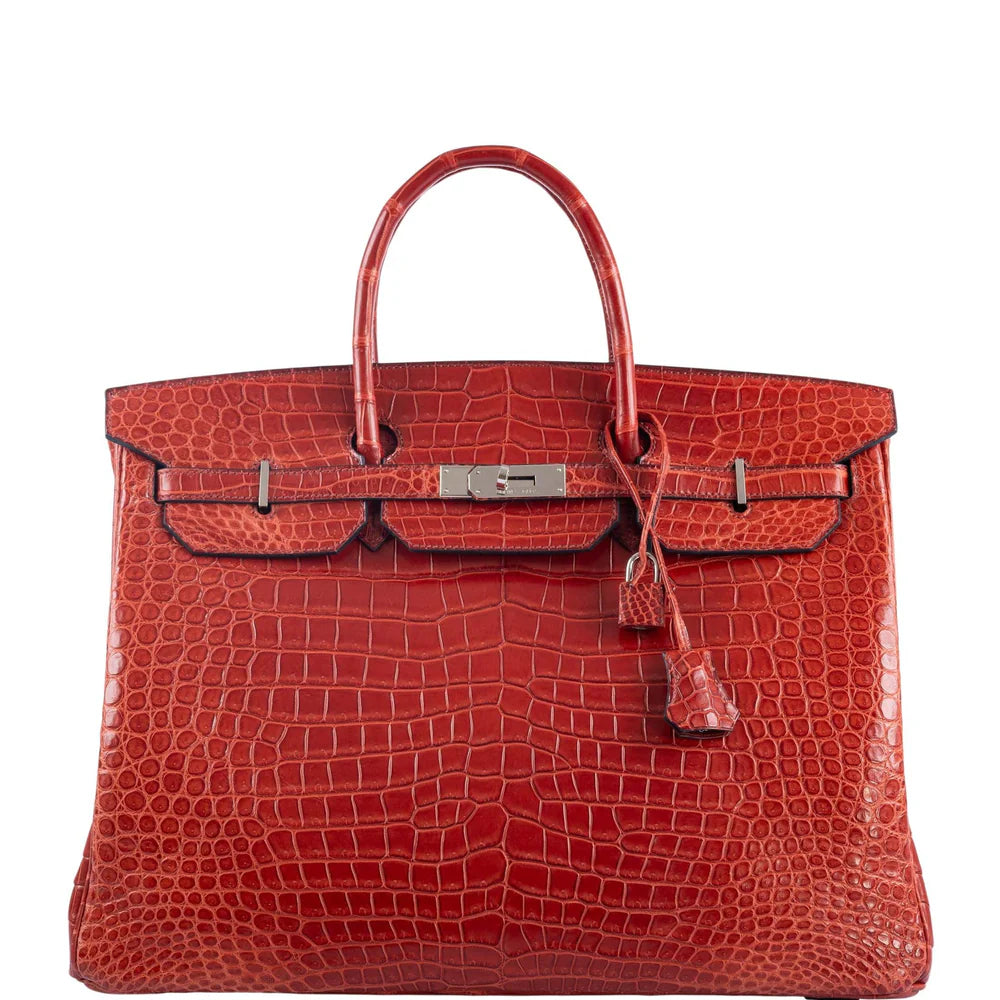 BIRKIN 40 ROUGE H MATTE POROSUS CROCODILE WITH PALLADIUM HARDWARE