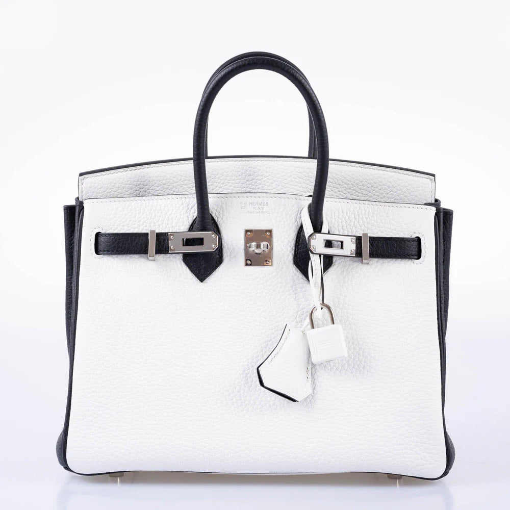 HSS BIRKIN 25 BLACK AND WHITE TOGO WITH PALLADIUM HARDWARE