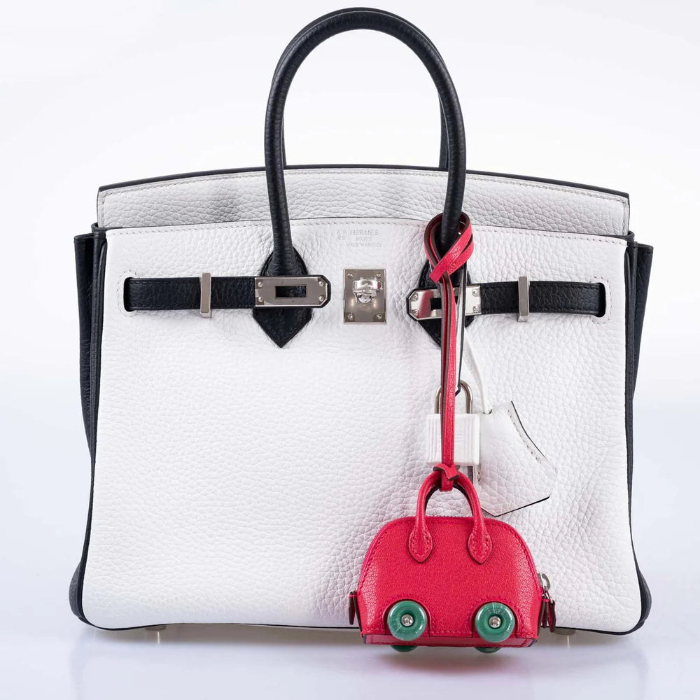 HSS BIRKIN 25 BLACK AND WHITE TOGO WITH PALLADIUM HARDWARE