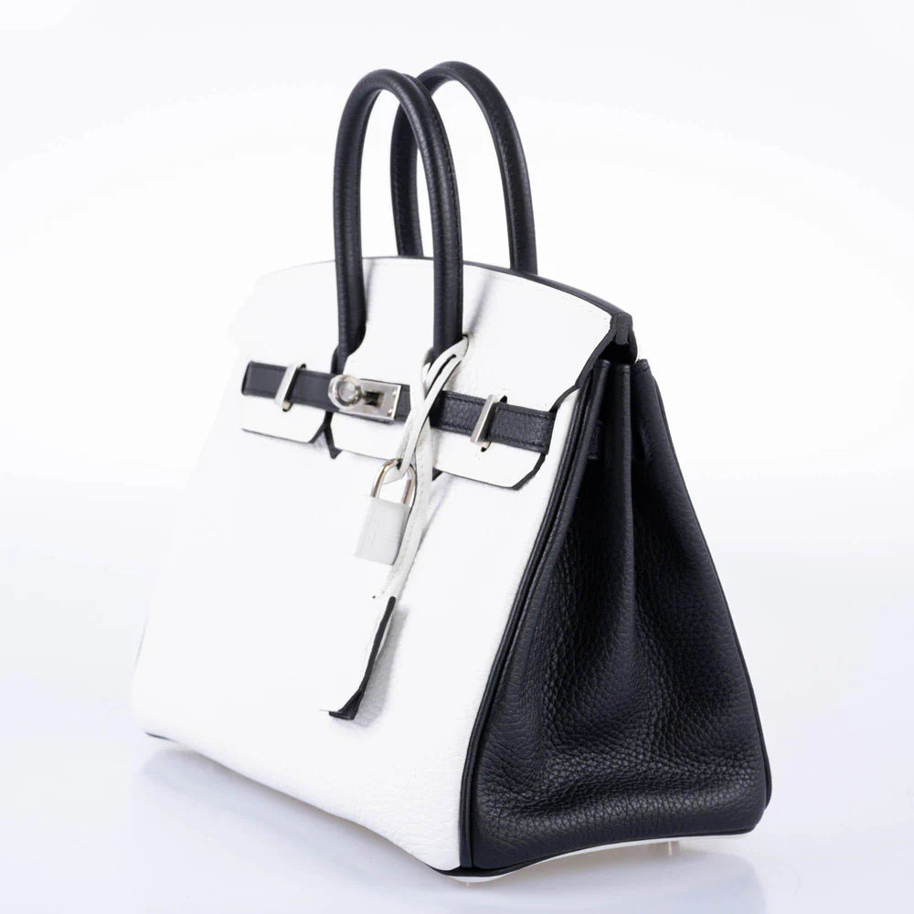 HSS BIRKIN 25 BLACK AND WHITE TOGO WITH PALLADIUM HARDWARE