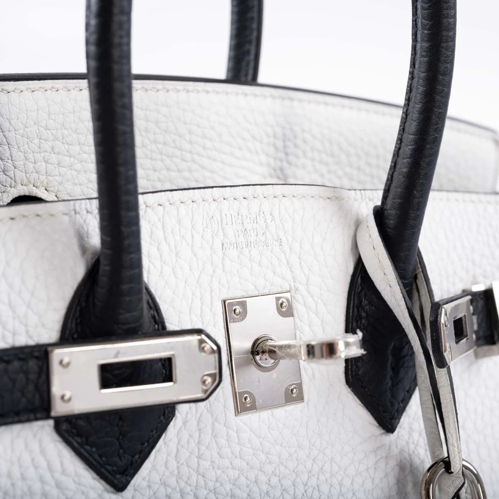 HSS BIRKIN 25 BLACK AND WHITE TOGO WITH PALLADIUM HARDWARE