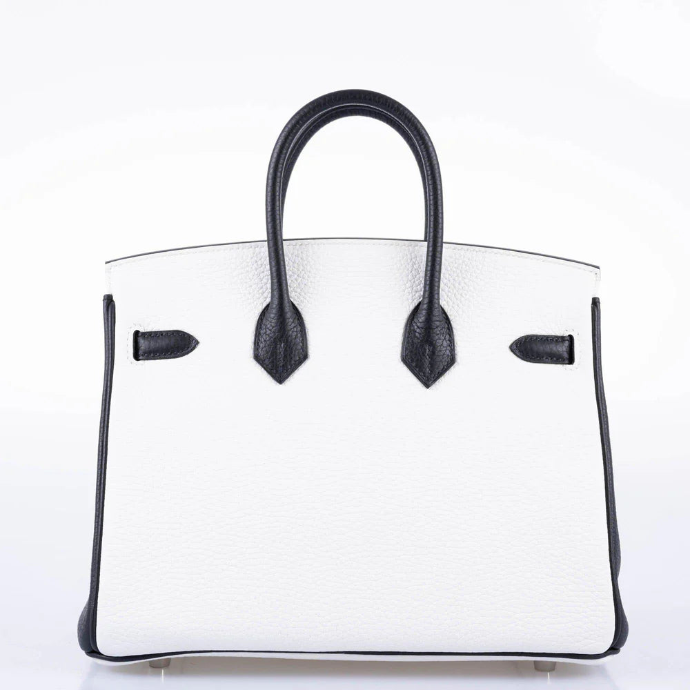 HSS BIRKIN 25 BLACK AND WHITE TOGO WITH PALLADIUM HARDWARE