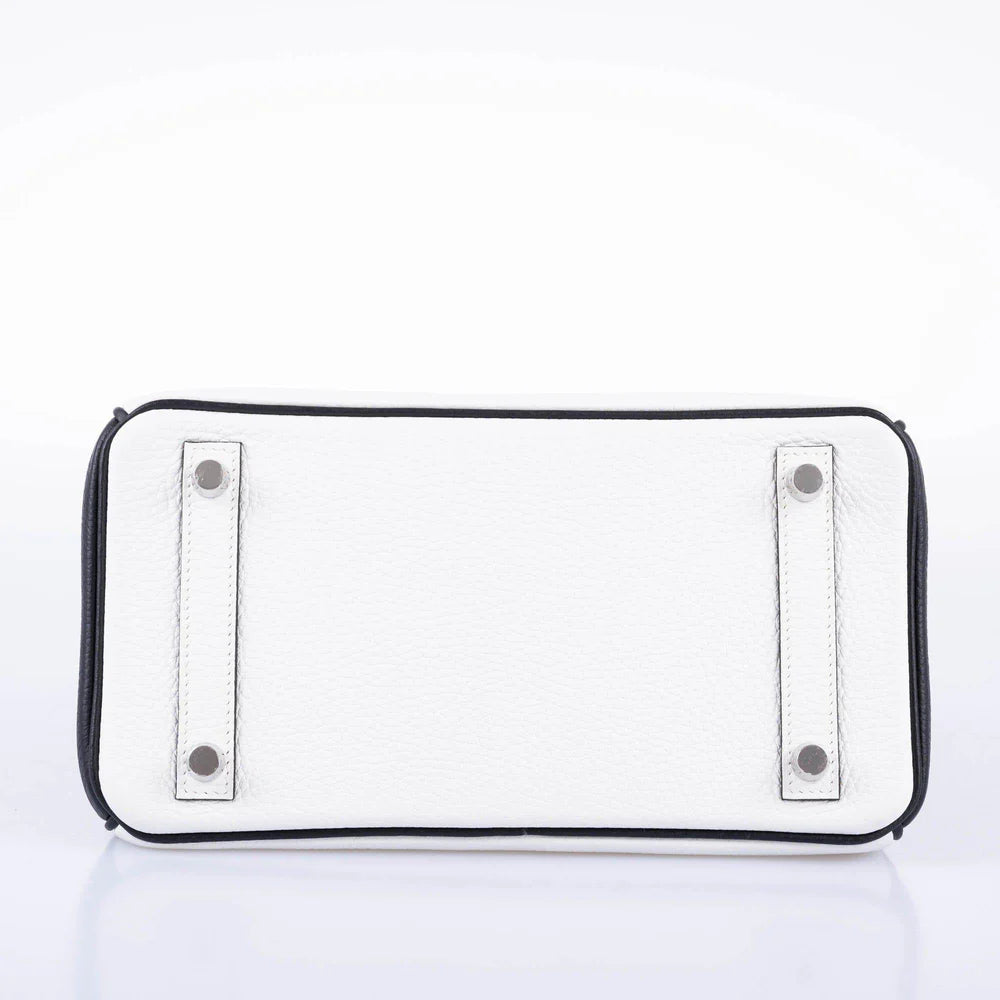 HSS BIRKIN 25 BLACK AND WHITE TOGO WITH PALLADIUM HARDWARE