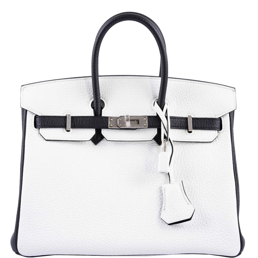 HSS BIRKIN 25 BLACK AND WHITE TOGO WITH PALLADIUM HARDWARE