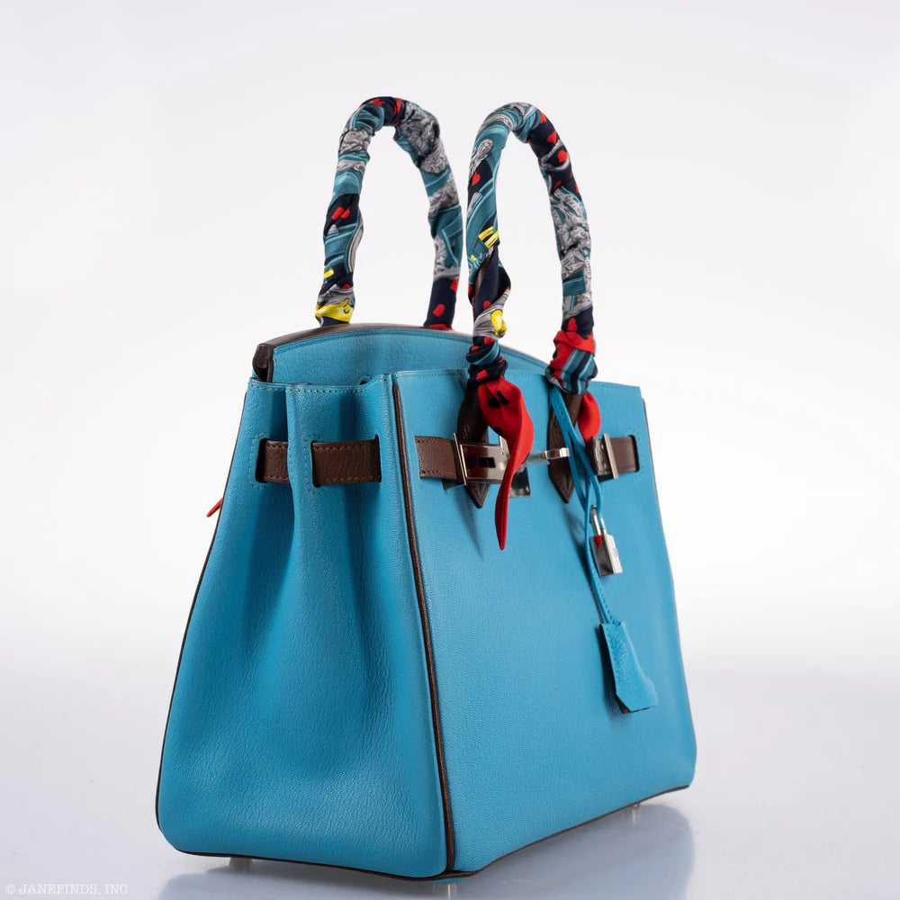 HSS BIRKIN 30 BLEU AZTEC AND HAVANE CHEVRE PALLADIUM HARDWARE