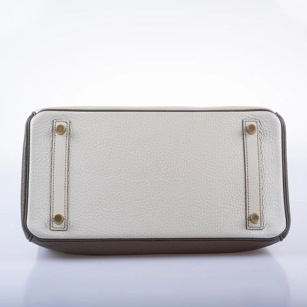 HSS BIRKIN 30 ETAIN, GRIS PERLE AND ETOUPE CLEMENCE GOLD HARDWARE