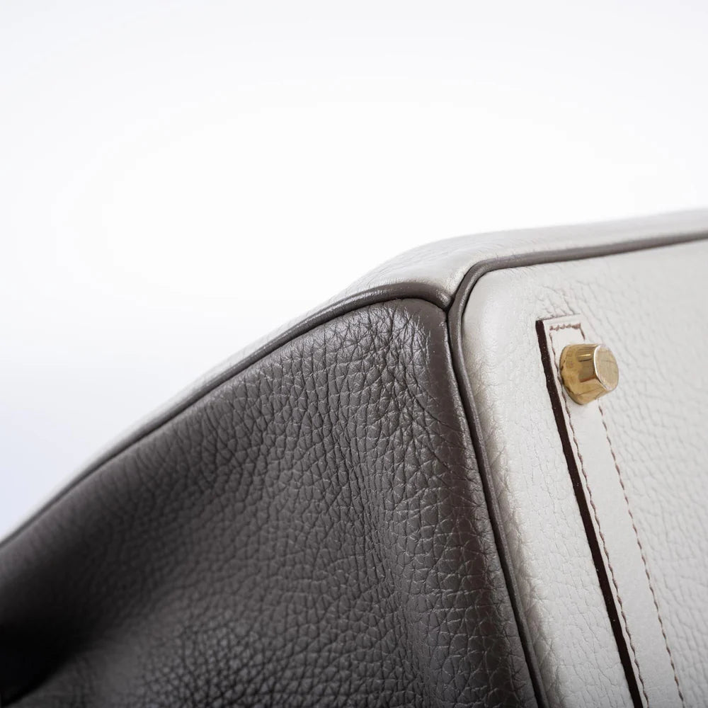 HSS BIRKIN 30 ETAIN, GRIS PERLE AND ETOUPE CLEMENCE GOLD HARDWARE