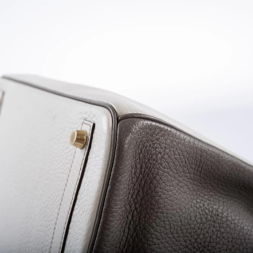 HSS BIRKIN 30 ETAIN, GRIS PERLE AND ETOUPE CLEMENCE GOLD HARDWARE