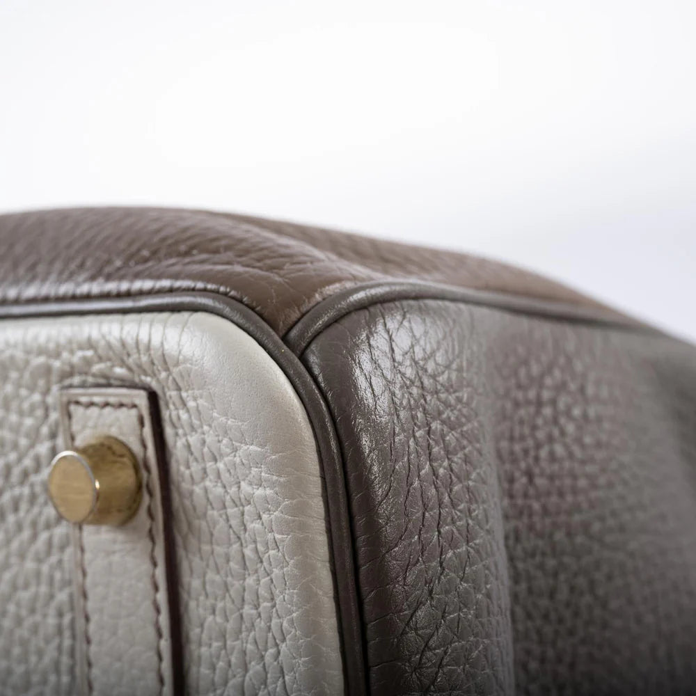 HSS BIRKIN 30 ETAIN, GRIS PERLE AND ETOUPE CLEMENCE GOLD HARDWARE