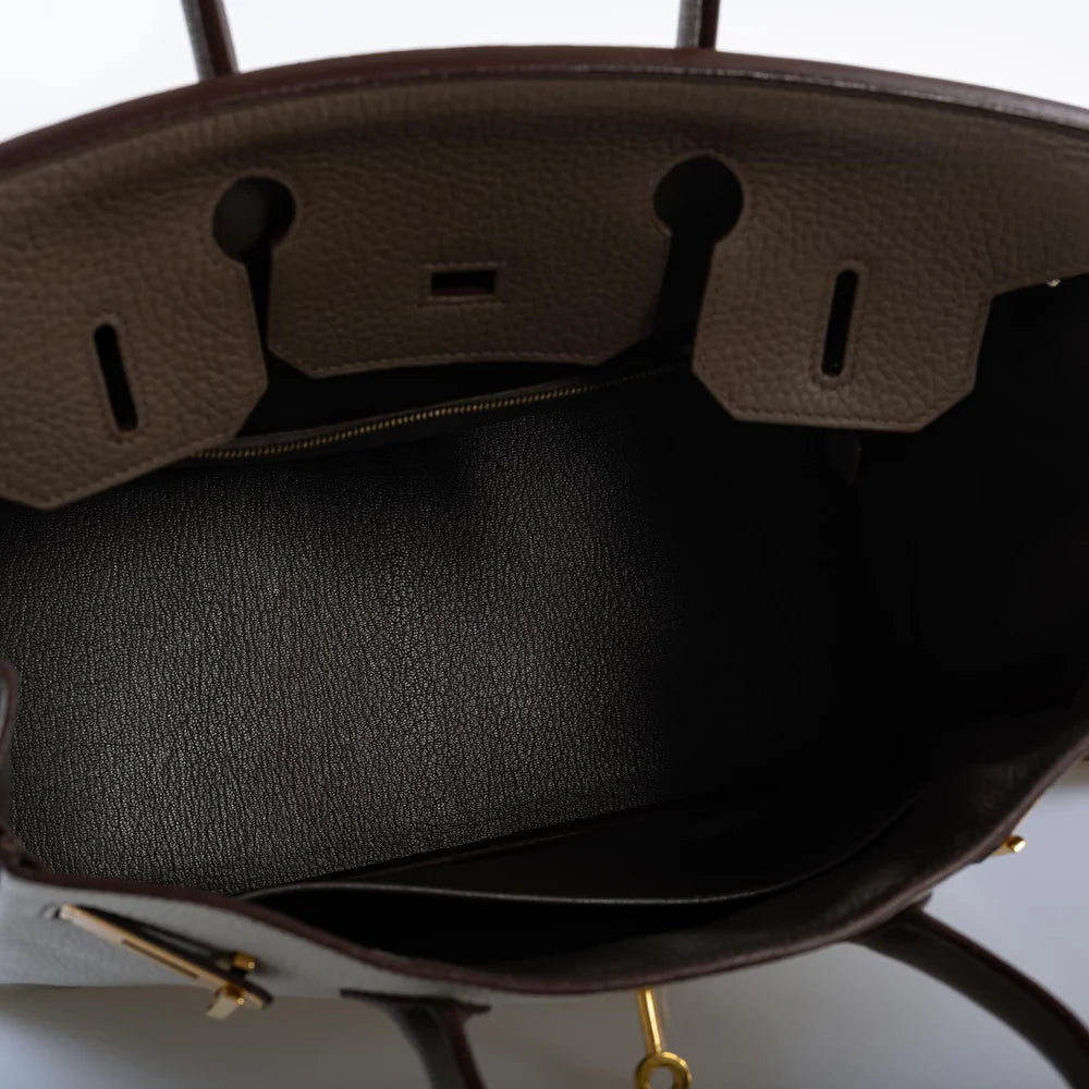 HSS BIRKIN 30 ETAIN, GRIS PERLE AND ETOUPE CLEMENCE GOLD HARDWARE