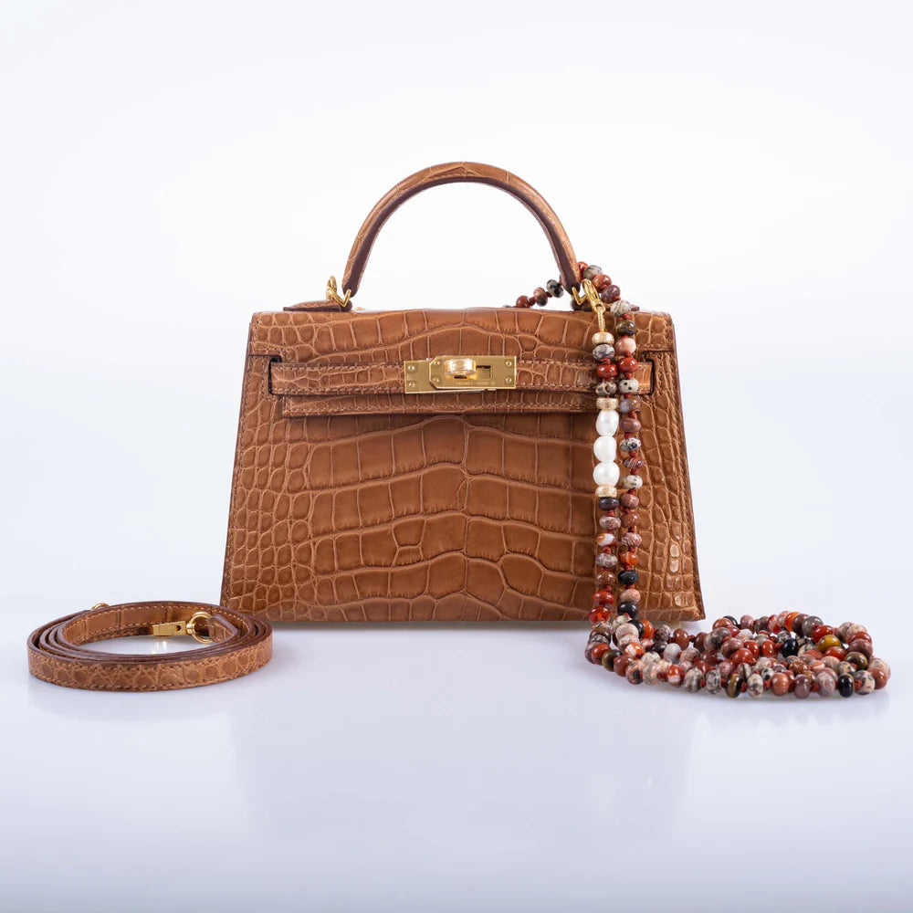 KELLY 20 MINI II SELLIER GOLD MATTE ALLIGATOR WITH GOLD HARDWARE