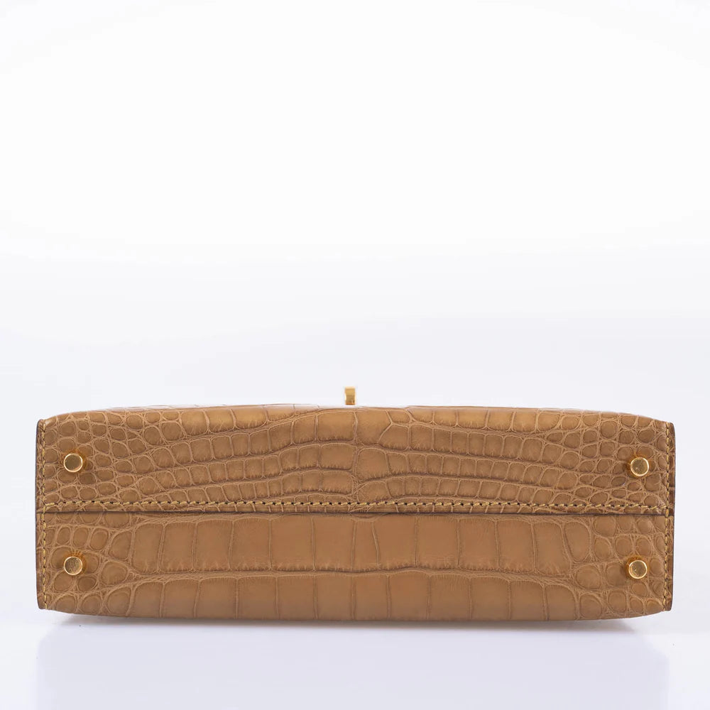KELLY 20 MINI II SELLIER KRAFT MATTE ALLIGATOR WITH GOLD HARDWARE