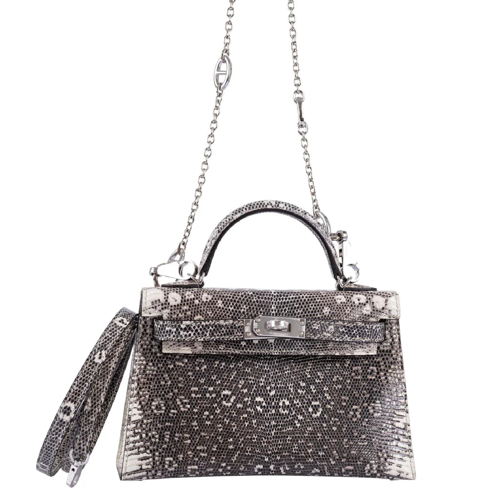 KELLY 20 MINI II SELLIER OMBRÉ LIZARD WITH PALLADIUM HARDWARE