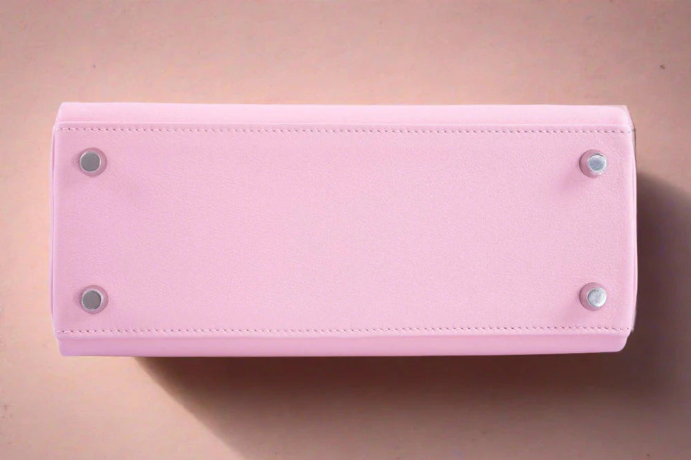 KELLY 25 RETOURNE ROSE SAKURA SWIFT LEATHER PALLADIUM HARDWARE