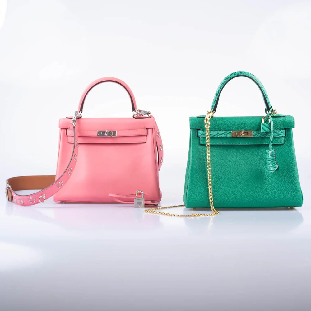 KELLY 25 RETOURNE TOUCH MENTHE TOGO AND LIZARD GOLD HARDWARE
