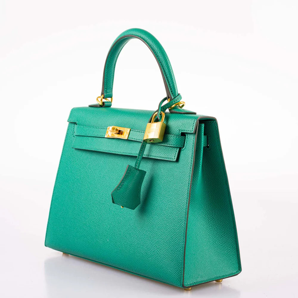 KELLY 25 SELLIER VERT JADE EPSOM WITH GOLD HARDWARE