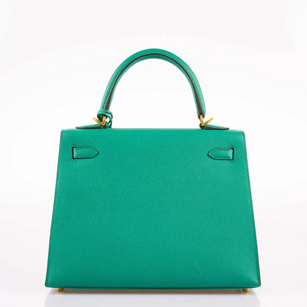 KELLY 25 SELLIER VERT JADE EPSOM WITH GOLD HARDWARE