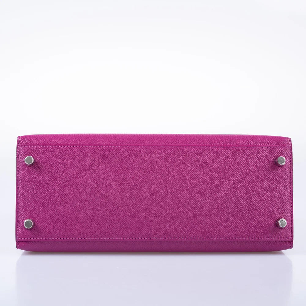 KELLY 28 SELLIER ROSE POURPRE EPSOM PALLADIUM HARDWARE