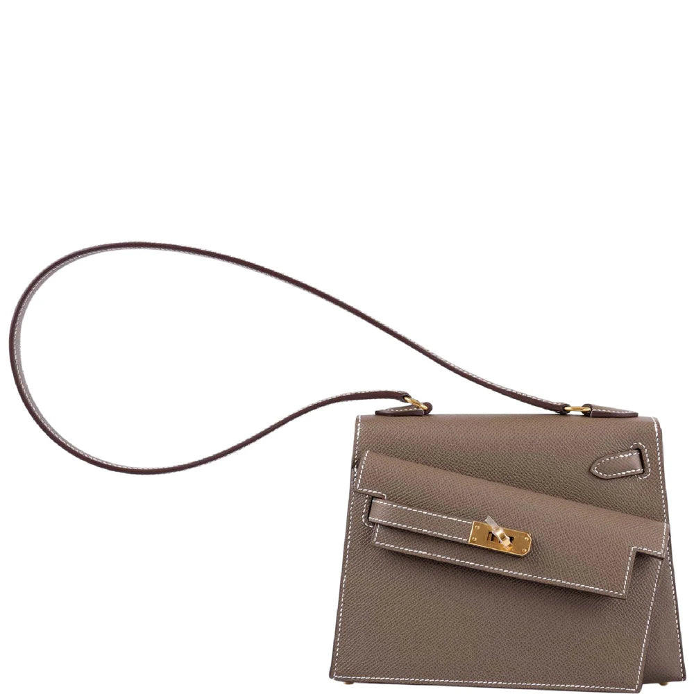 KELLY II SELLIER EN DÉSORDRE 20 ETOUPE EPSOM GOLD HARDWARE