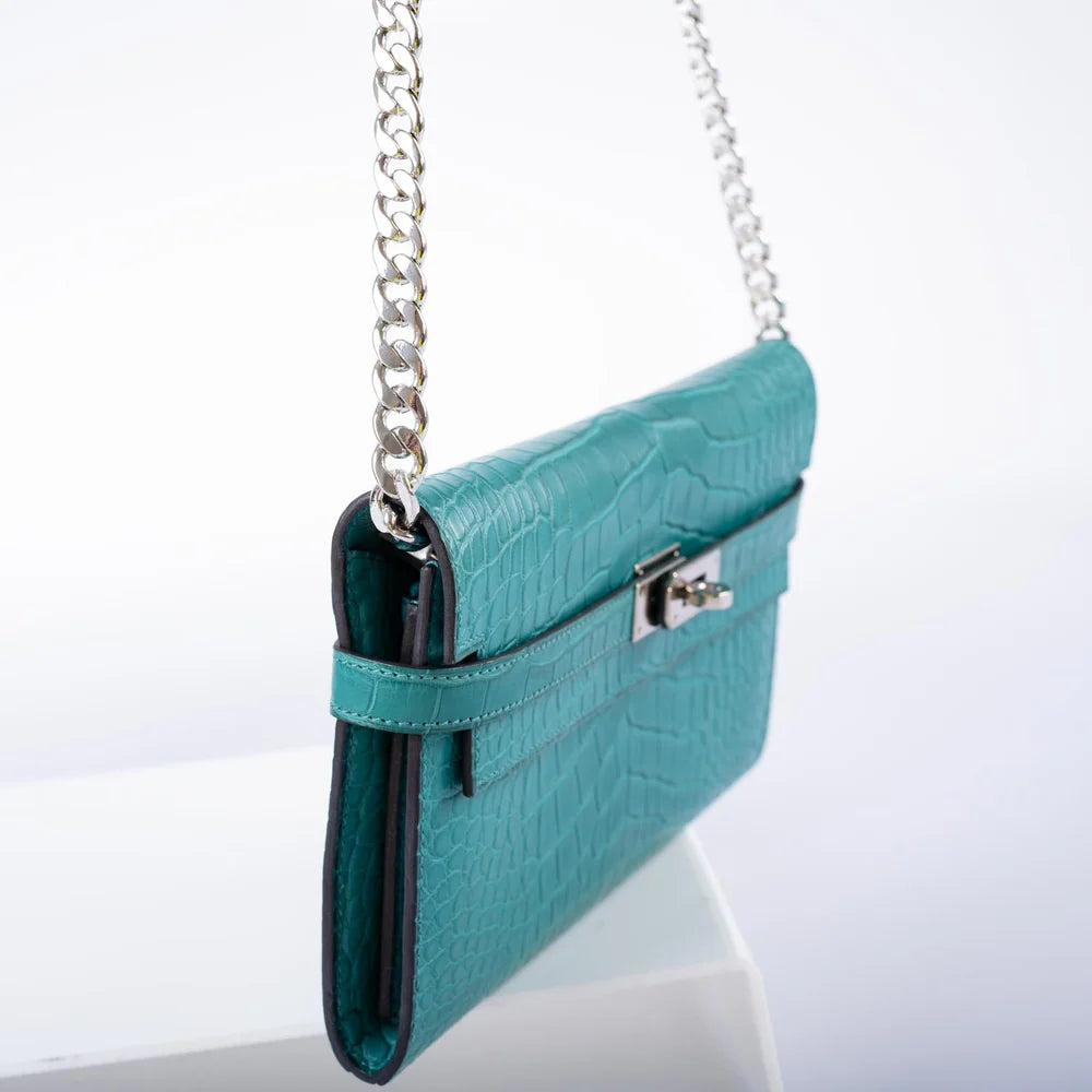 KELLY LONGUE WALLET BLUE PAON MATTE ALLIGATOR WITH PALLADIUM HARDWARE