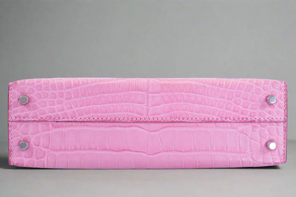 KELLY MINI 20 SELLIER BUBBLEGUM 5P PINK MATTE ALLIGATOR PALLADIUM HARDWARE