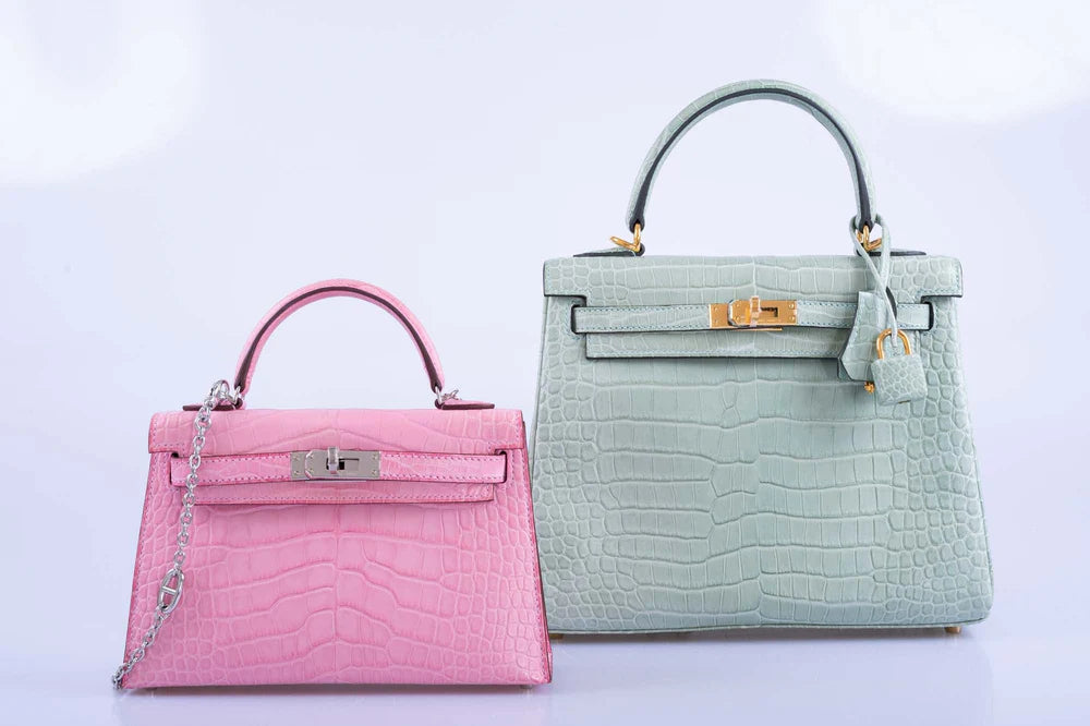 KELLY MINI 20 SELLIER BUBBLEGUM 5P PINK MATTE ALLIGATOR PALLADIUM HARDWARE