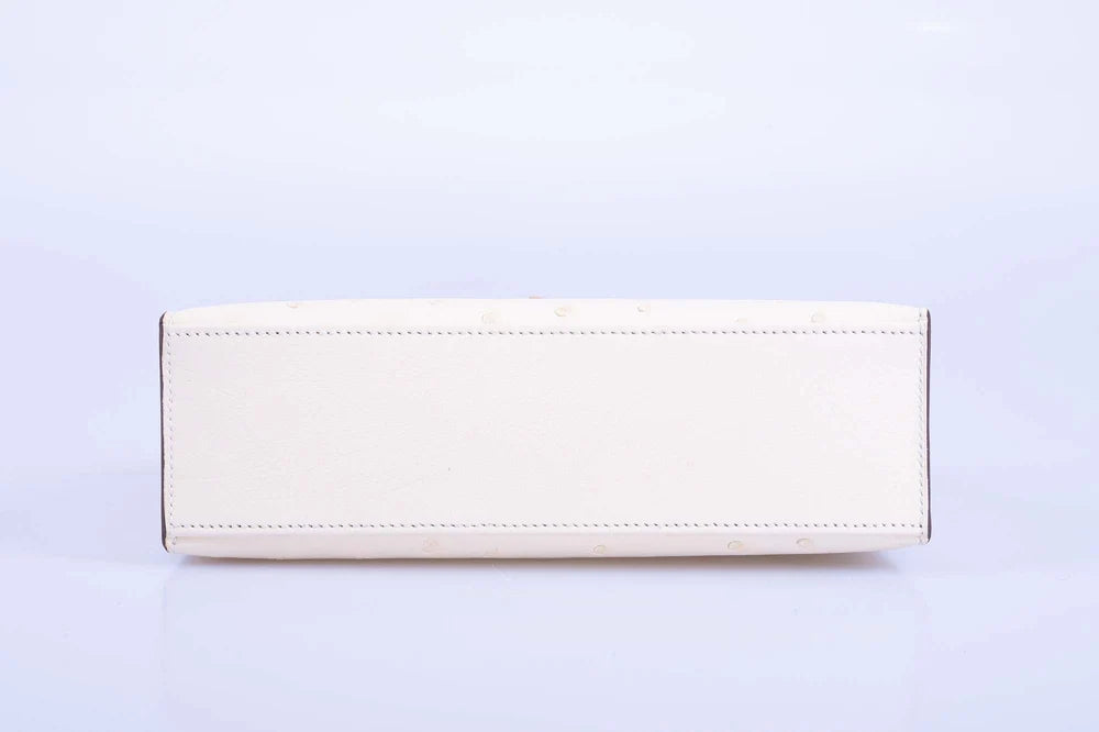 KELLY POCHETTE SELLIER NATA OSTRICH BOREAL WITH GOLD HARDWARE
