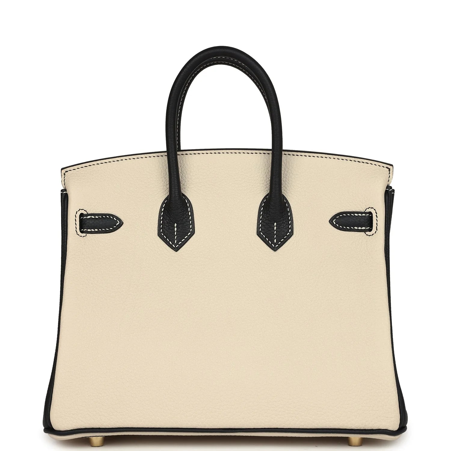 Birkin 25 Craie and Black Togo Brushed Gold Hardware