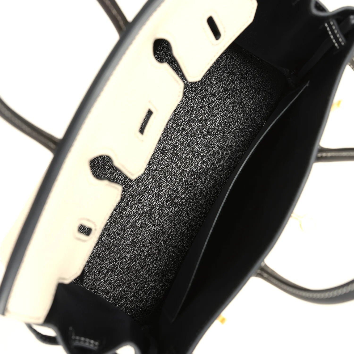 Birkin 25 Craie and Black Togo Brushed Gold Hardware