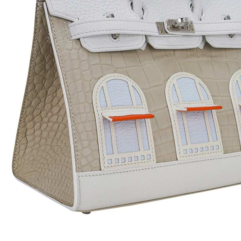 Limited Edition Birkin 20 Faubourg Sellier Bag Neige (Snow) White Matte Alligator