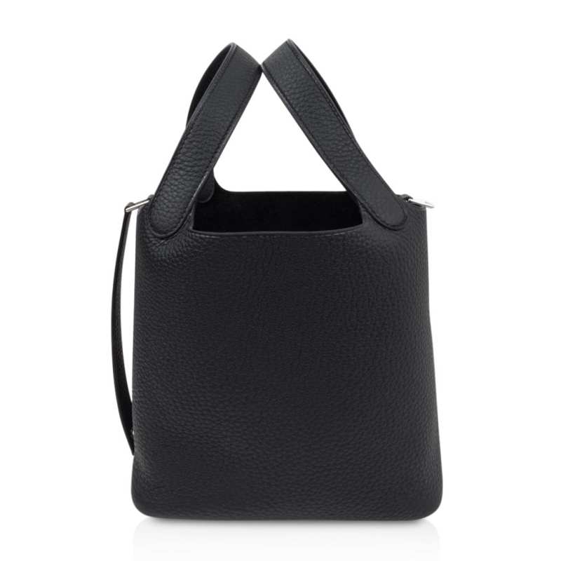 Picotin Lock 18 Bag Black Clemence Tote Palladium New