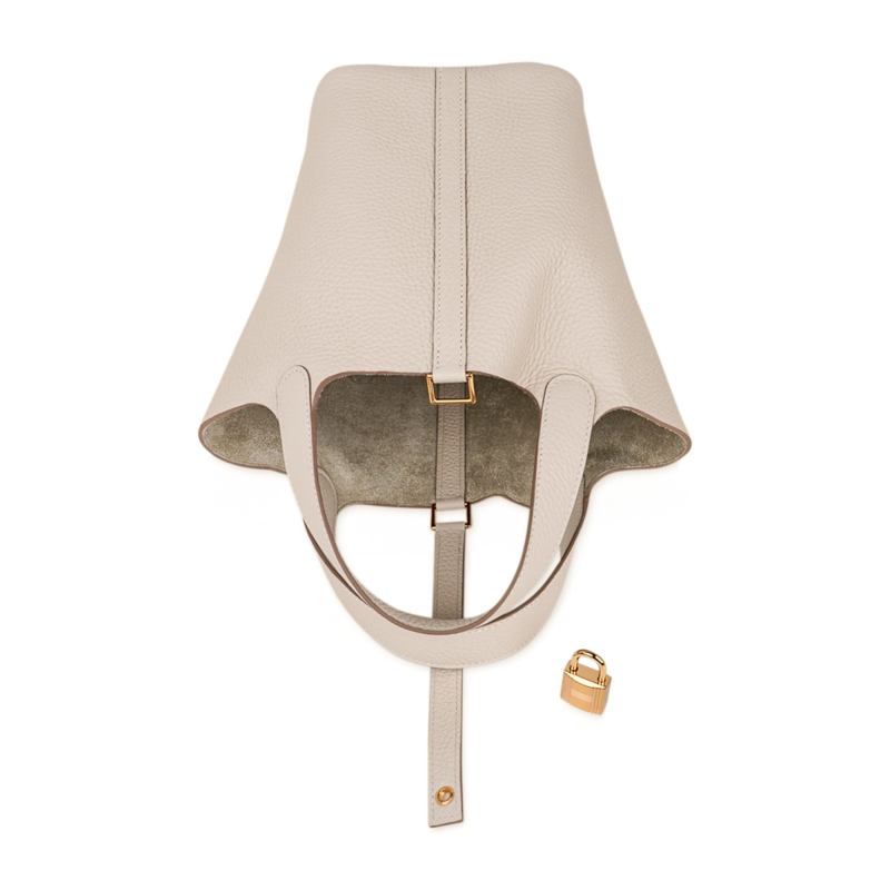 Lock 18 Bag Craie Gold Hardware Clemence Leather