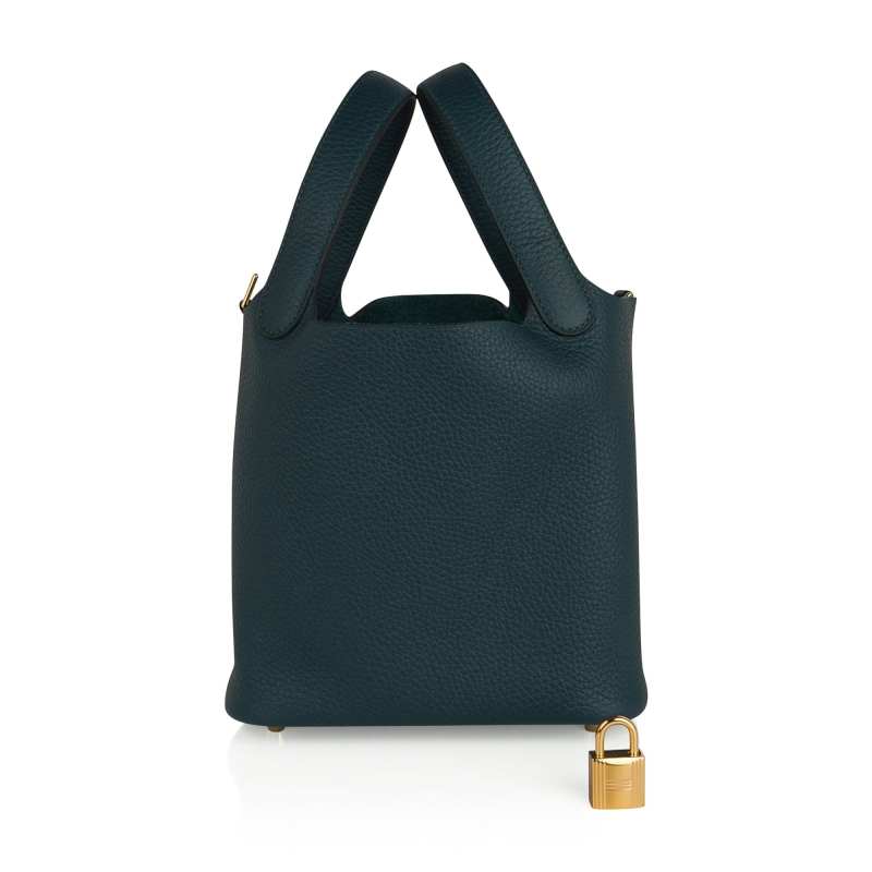 Lock 18 Bag Vert Cypress Gold Hardware Clemence Leather