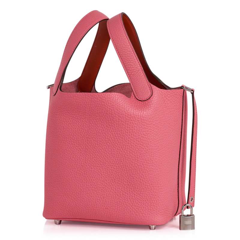Picotin Lock 18 Eclat Bag Rose Azalee / Terre Battue Tote Clemence Palladium