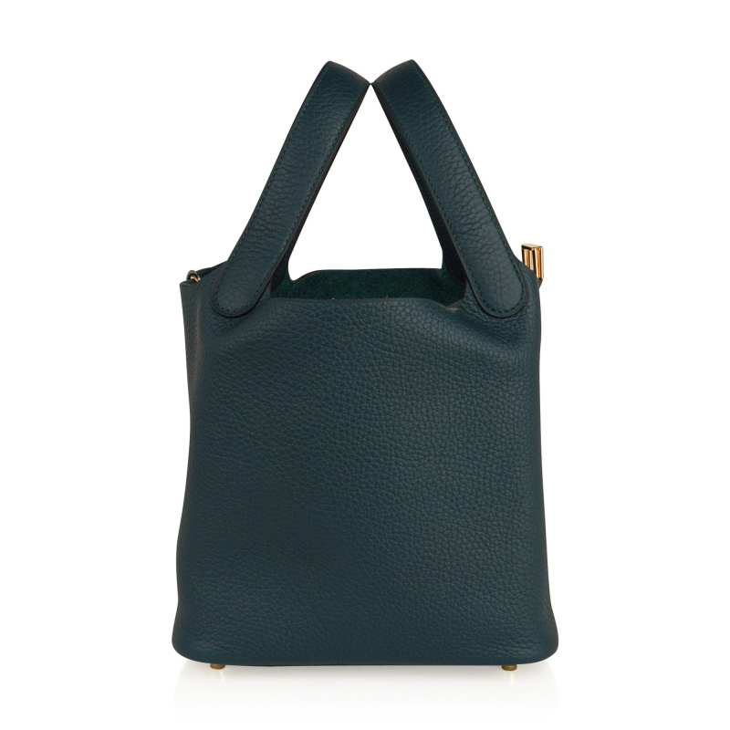 Lock 18 Bag Vert Cypress Gold Hardware Clemence Leather