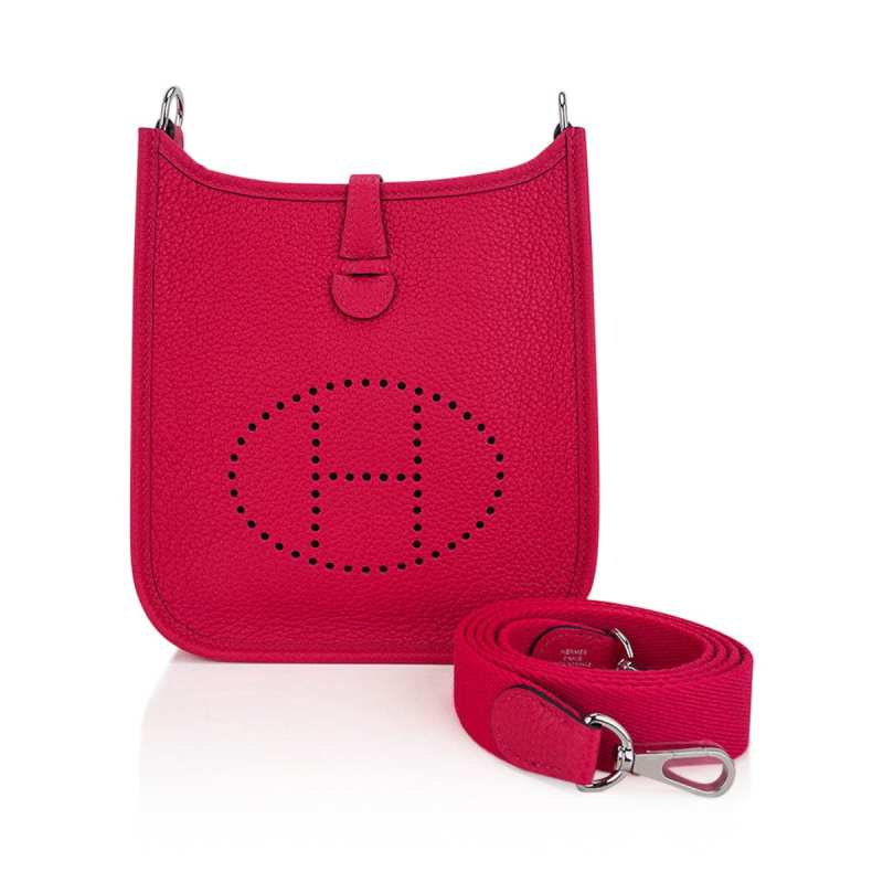 Mini Evelyne III TPM Bag Framboise Clemence Leather with Palladium Hardware