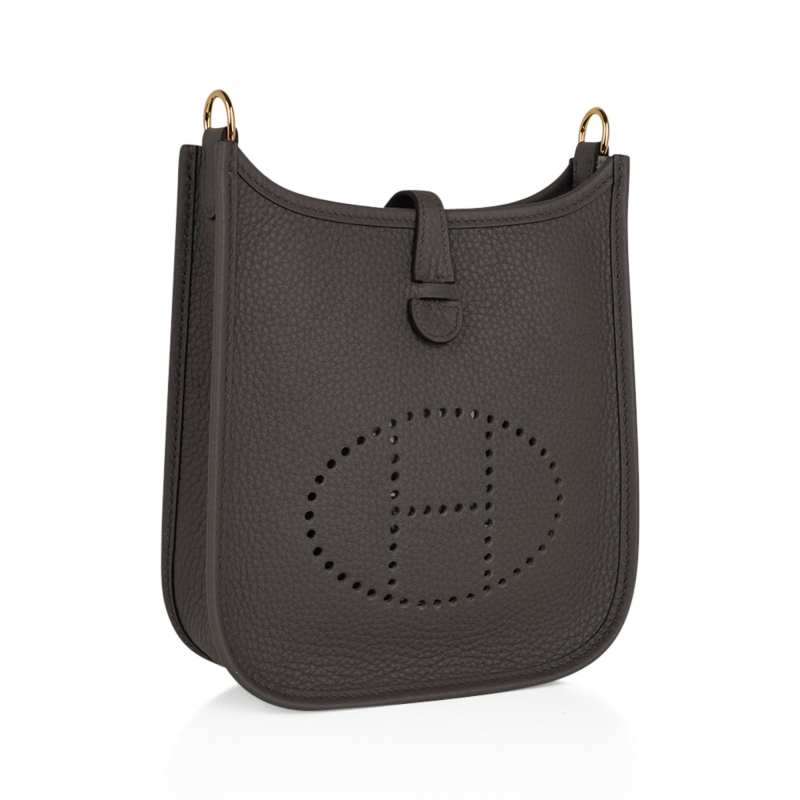 Mini Evelyne TPM Bag Etain Clemence Leather with Gold Hardware