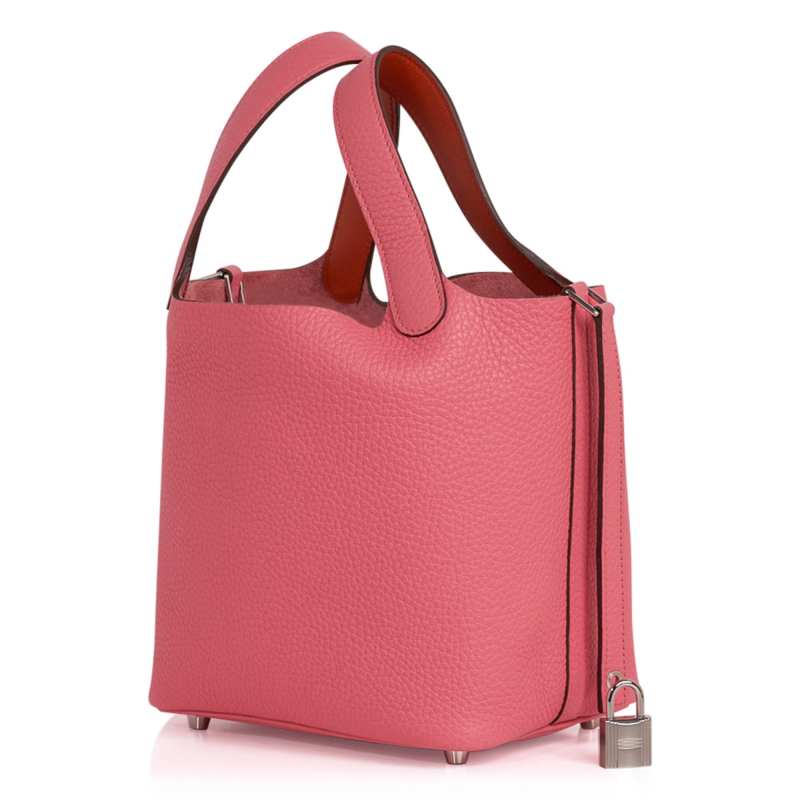 Picotin Lock 18 Eclat Bag Rose Azalee / Terre Battue Tote Clemence Palladium