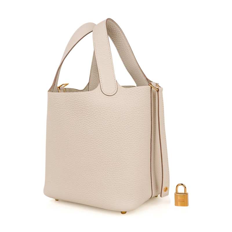 Lock 18 Bag Craie Gold Hardware Clemence Leather