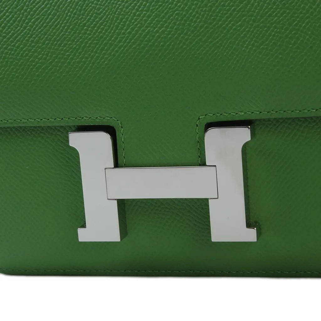 HERMÈS Constance Mini 19 in Vert Yucca Epsom leather with Palladium hardware