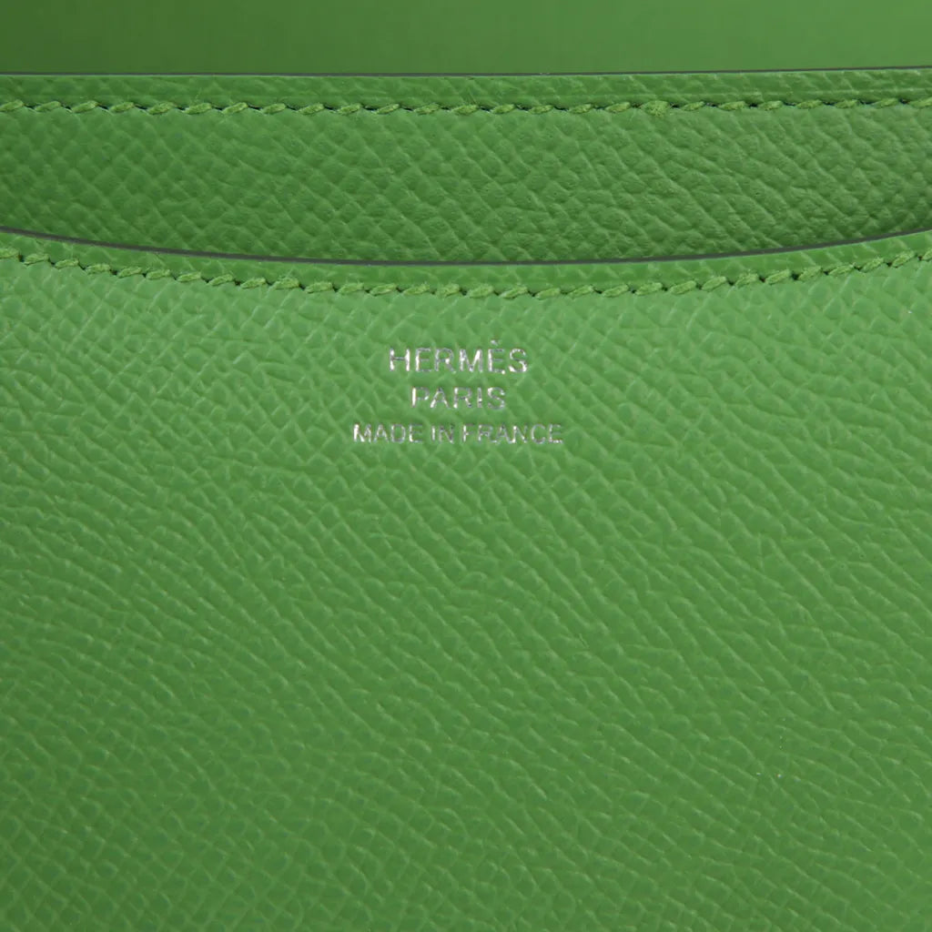 HERMÈS Constance Mini 19 in Vert Yucca Epsom leather with Palladium hardware