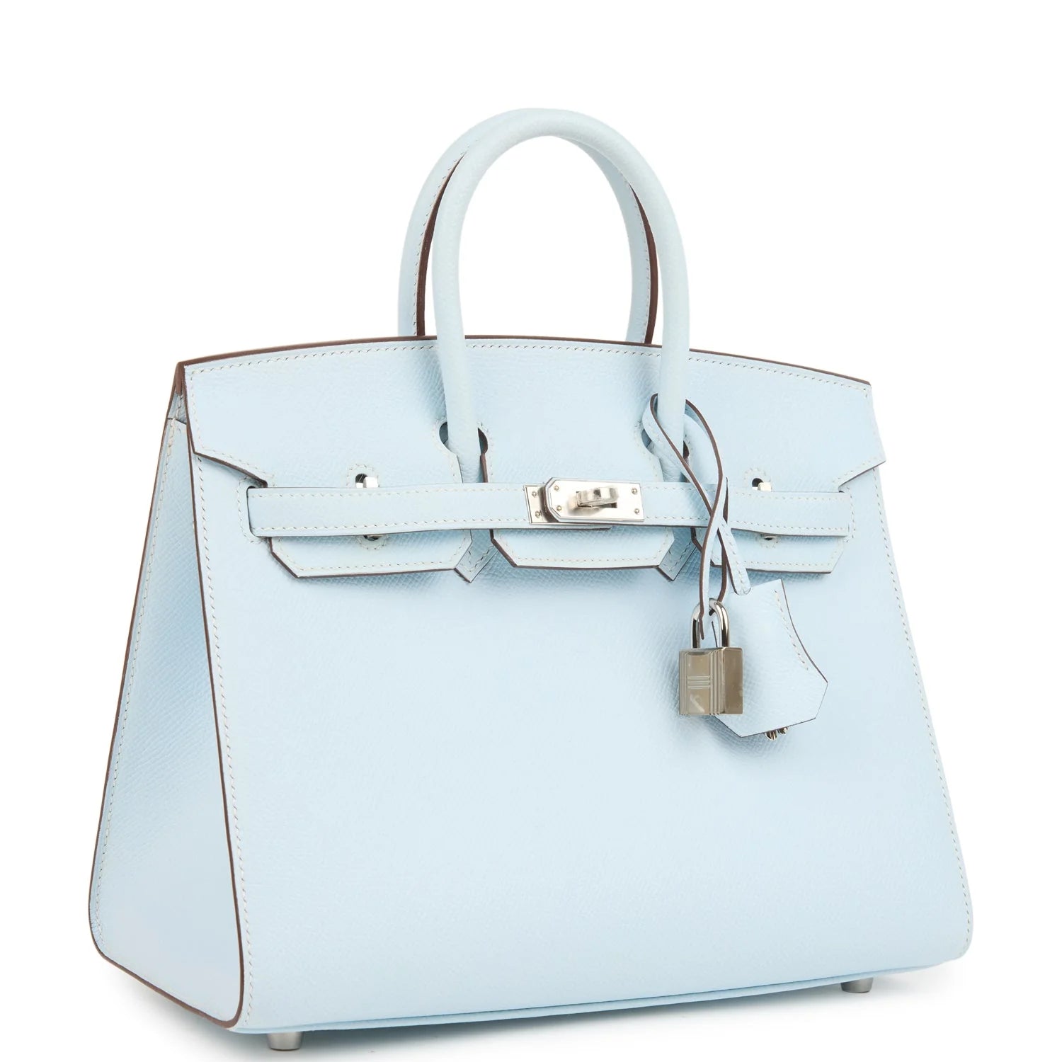Birkin Sellier 25 Bleu Brume Epsom Palladium Hardware
