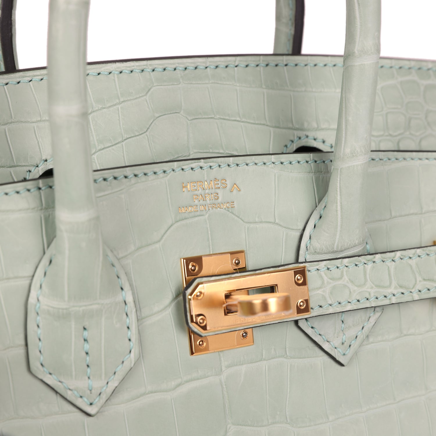 Hermes Birkin 25 Vert D'Eau Matte Porosus Crocodile Gold Hardware