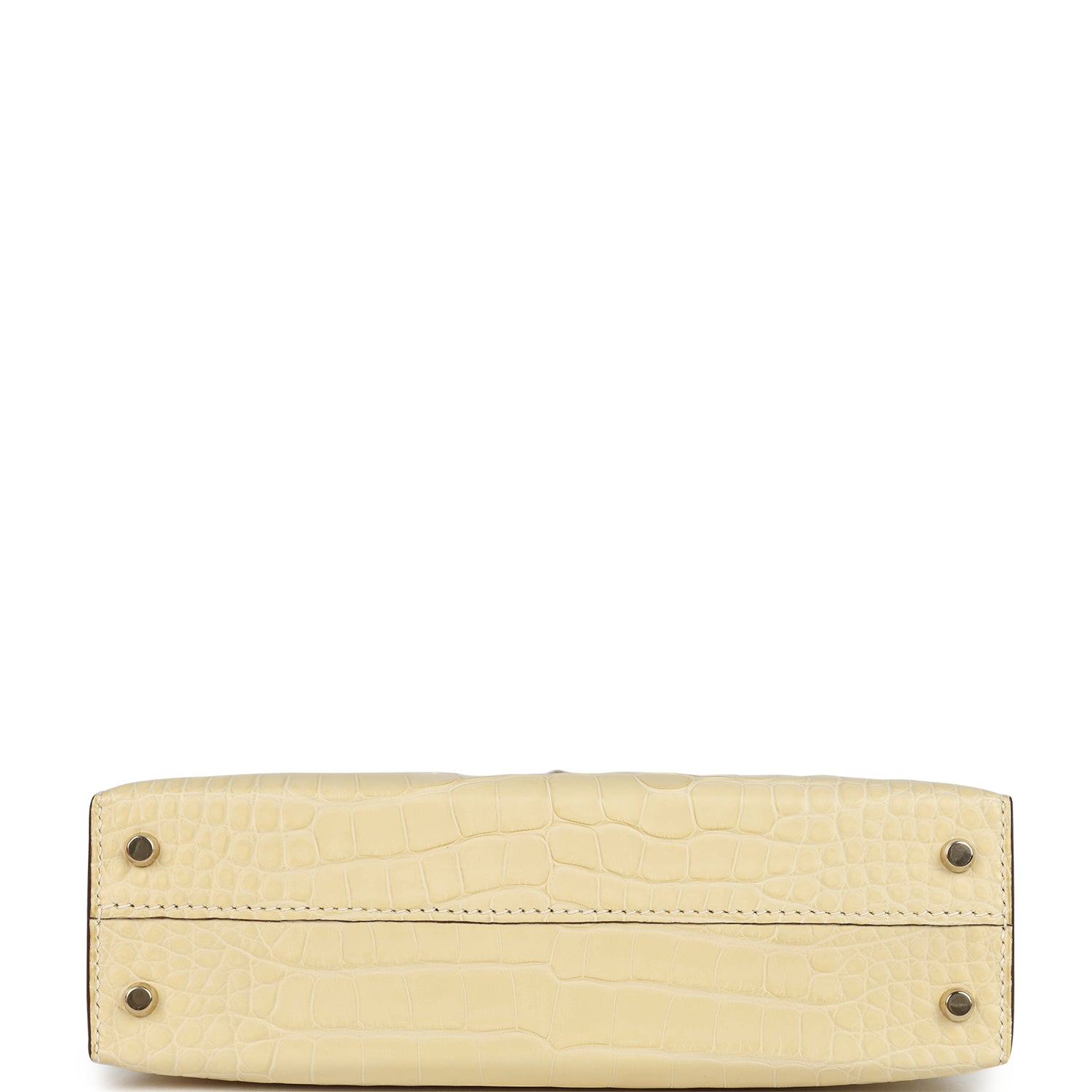 Hermes Special Order (HSS) Kelly Sellier 20 Vanille and Vert D'Eau Matte Alligator Permabrass Hardware