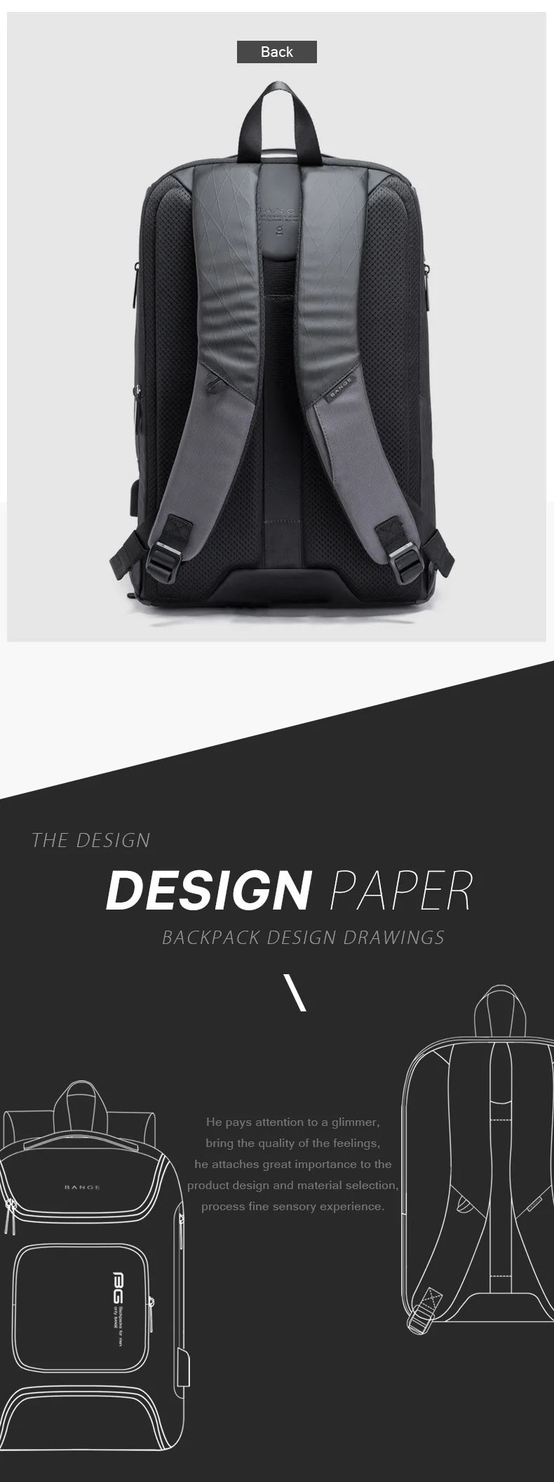 Large Capacity USB Charging Backpack Wear-resistant